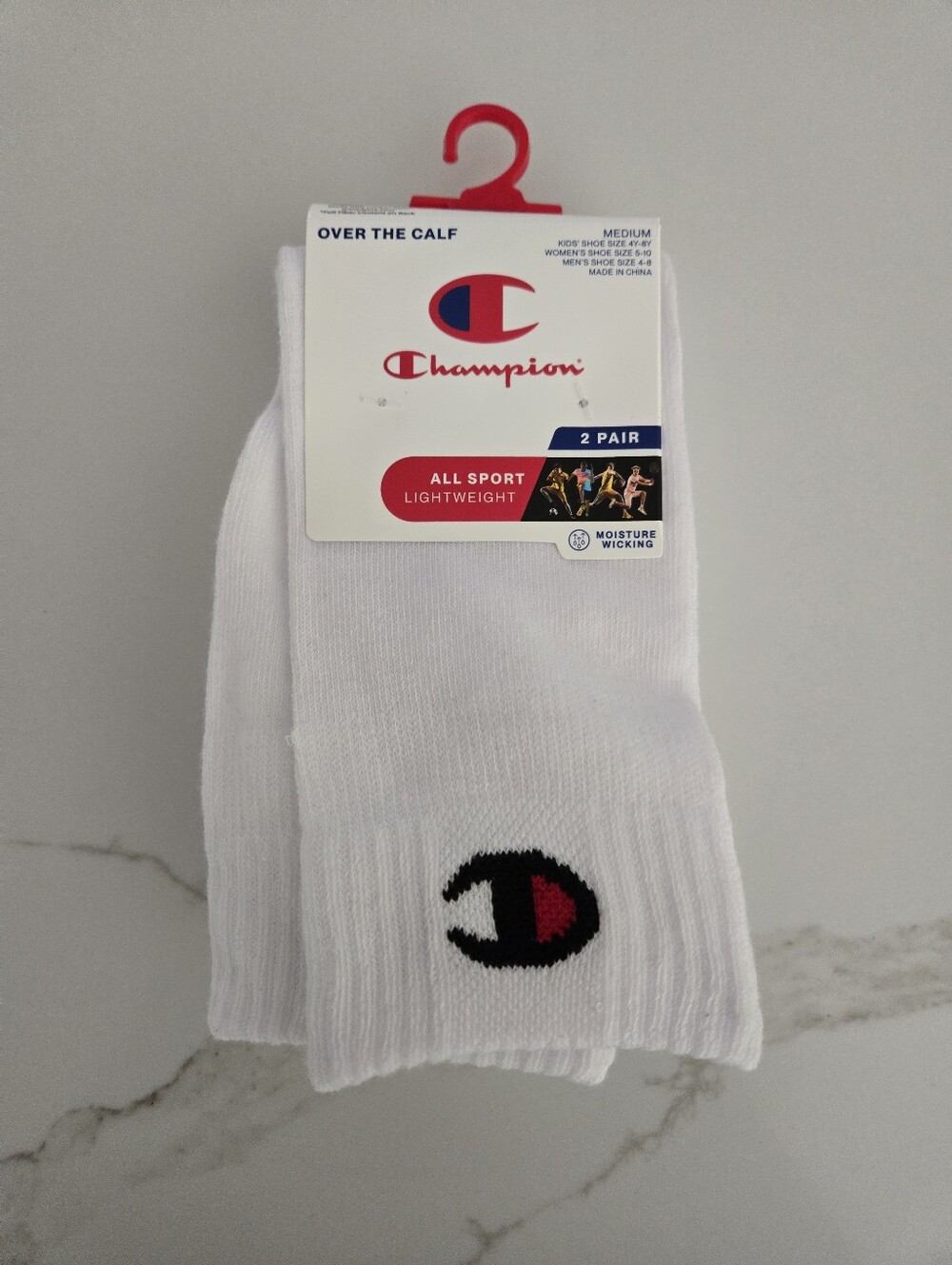 NWT Unisex Champion White Athletic Over-the-Calf Socks - 2 Pair